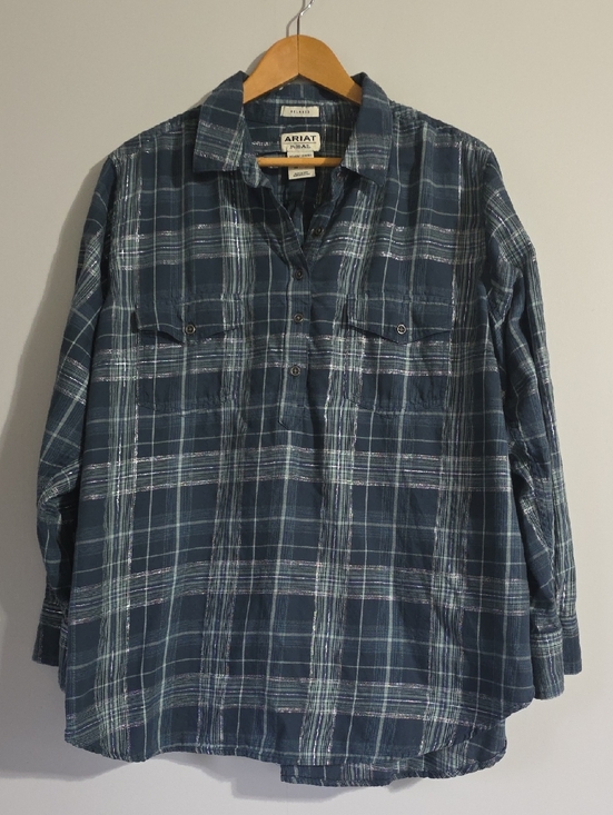 Ariat Tops - Ariat Teal Real Billie Jean Popover Longsleeve Size 2x